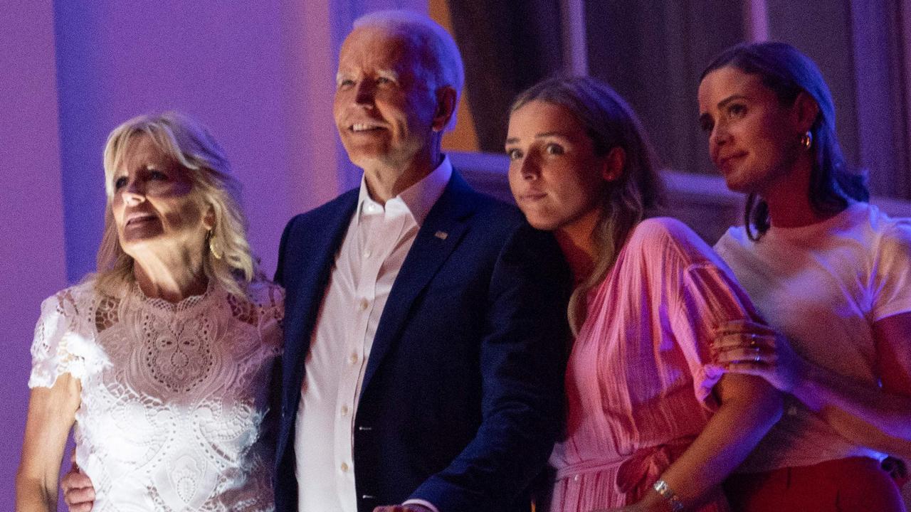 US President Joe Biden with his wife Jill Biden and granddaughters Finnegan and Naomi Biden during Independence Day celebrations. Picture: Andrew Caballero-Reynolds/AFP