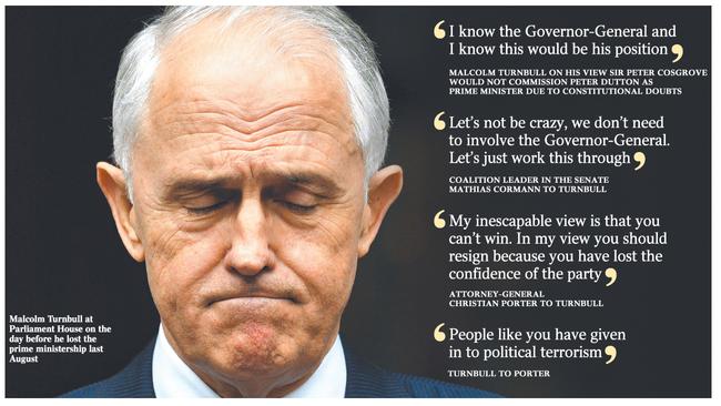 Malcolm Turnbull at Parliament House on the day before he lost the prime ministership last August.