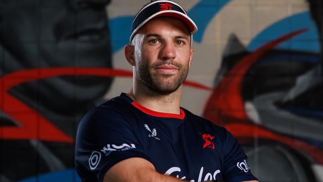 Daily Telegraph. 23, September, 2024.Sydney Roosters, James Tedesco, at Allianz Stadium, today.Picture: Justin Lloyd.