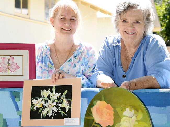 Artists Julie Boyd and Chantal Kwast-Greff, ahead of the annual exhibition of 'Under the Mango Tree'. Picture: Shae Beplate.