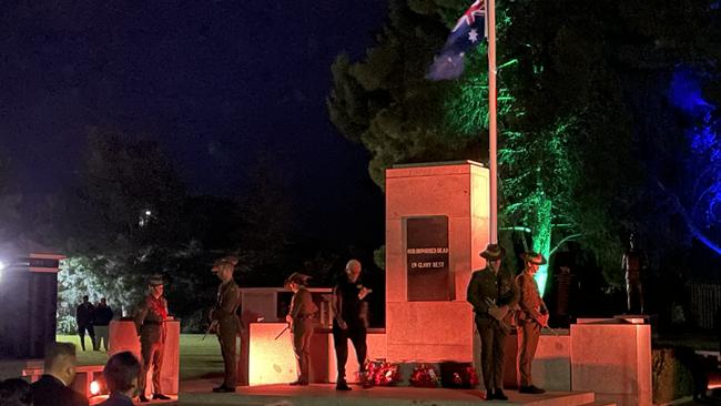 Wreaths are laid at the Mildura cenotaph.