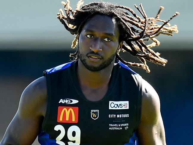 PERTH, AUSTRALIA - MARCH 10:  Nic Naitanui competes in the WAFL pre-season match between East Fremantle and East Perth on March 10, 2018 in Perth, Australia.  (Photo by Stefan Gosatti/Getty Images)