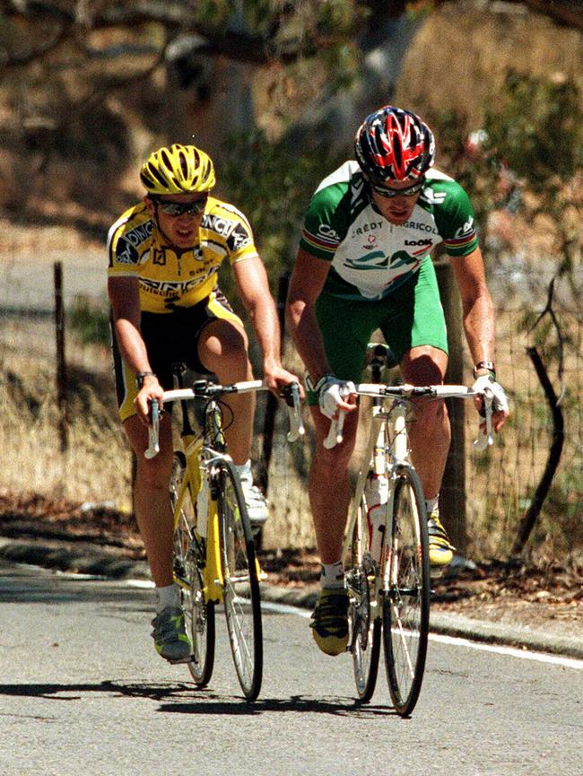 Cyclist Stuart O'Grady during third stage of Tour Down Under race in 1999.