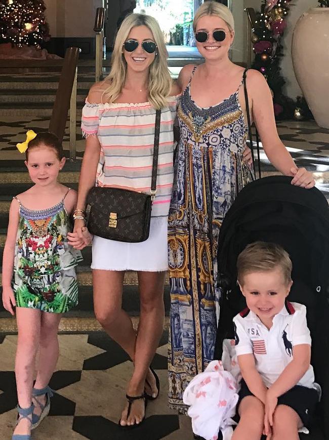 Jacenko's children Hunter and Pixie Curtis on holiday in Hawaii with one of the nannies. Picture: Instagram