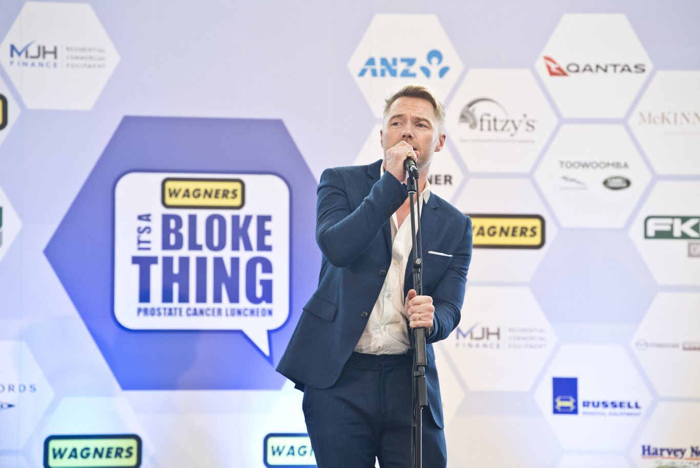 Ronan Keating performs at It's a Bloke Thing at Wellcamp Airport. Friday, 6th Sep, 2019. Picture: Nev Madsen