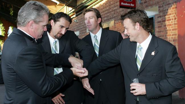 Jones with Jason Gillespie, Glenn McGrath and Adam Gilchrist in Adelaide in 2004.