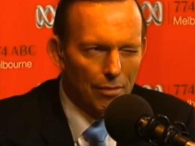 Tony Abbott's controversial wink during an appearance on ABC radio. Photo Contributed