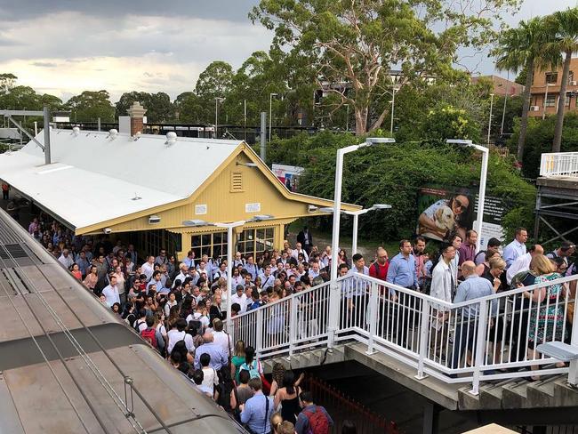 Commuter mayhem as services were cancelled and delayed across the city earlier this month across Sydney. Picture: wood_be/Instagram