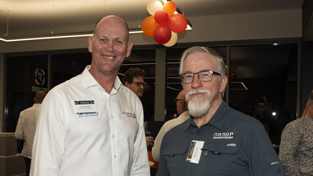 Dean Kirkwood and Allan Ruming at the Resource Industry Network's 20th Anniversary Celebration. Picture: Michaela Harlow