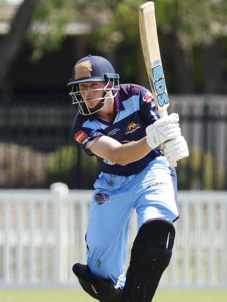 Rex Tooley scores some runs for the Darling Downs Suns in their match against the Far North Fusion in the Bulls Masters Country Challenge cricket tournament. Picture: Brendan Radke.