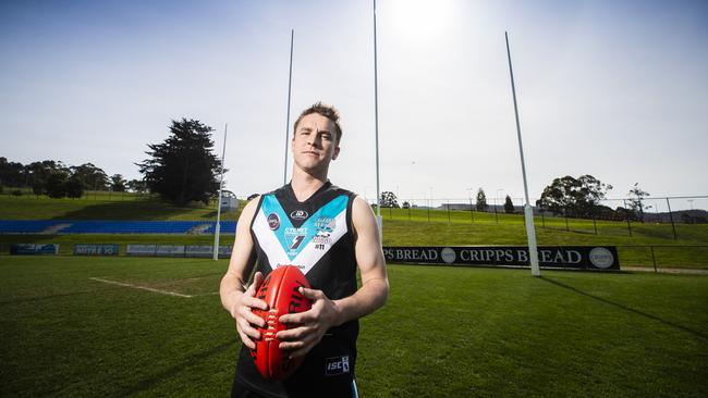 Cygnet captain Rhys Jennings will play his 300th club match against arch rivals Huonville in Saturday's SFL second semi-final. Picture: Richard Jupe