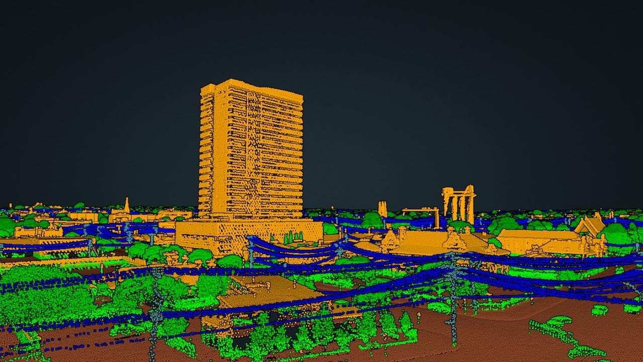 A snippet of the 2023 data, showing the city’s tallest building, 71m tall Miramar, with the Mercer St silos in the background. Picture: Supplied