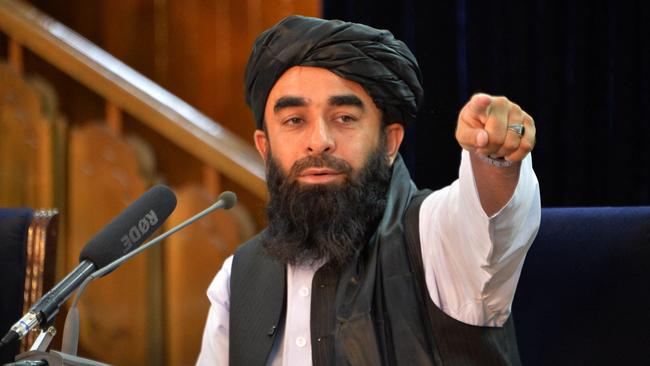 Taliban spokesman Zabihullah Mujahid during a press conference in Kabul on Tuesday. Picture: AFP