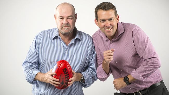 Mark Robinson and Jon Ralph set to face off in the office SuperCoach league. Picture: Eugene Hyland