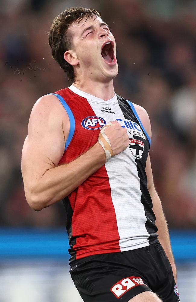 St Kilda is working towards giving young gun Mattaes Phillipou more midfield time. Picture: James Wiltshire/AFL Photos via Getty Images
