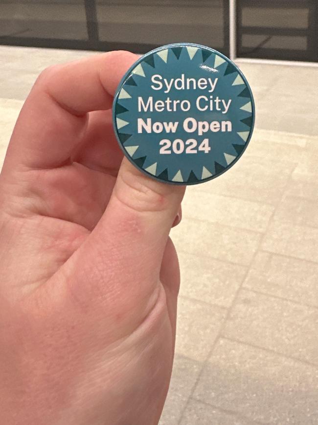 Badges handed to commuters.