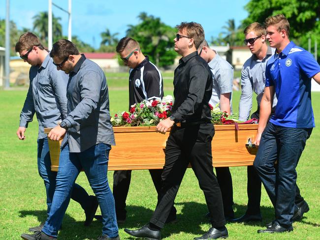 Paro helped carry Regan’s coffin at his funeral in 2015. Photo: Scott Radford-Chisholm