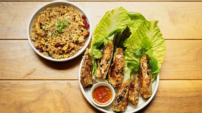 The Hue baby clam rice and spring rolls. Picture: Supplied