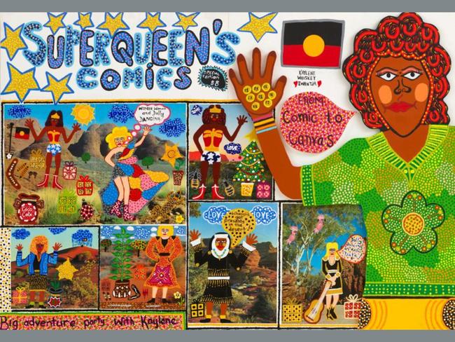 From comic to canvas by Kaylene Whiskey is the artists third time in the Archibald Prize, having previously won the 2018 Sulman Prize. Picture: Kaylene Whiskey, Archibald 2025, Photo: Art Gallery of New South Wales, Jenni Carter