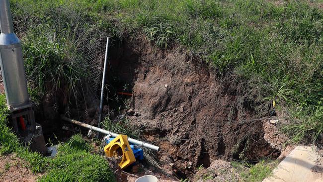 Sink hole on Box Hill on Limerick St in Box Hill Monday 24 February, 2020. Picture: AAP IMAGE / Angelo Velardo