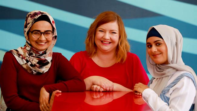 Rameen Hayat, Jenna Guillaume and Aishah Ali will join All Day YA in Parramatta as part of the Sydney Writers Festival. Pictures: Angelo Velardo