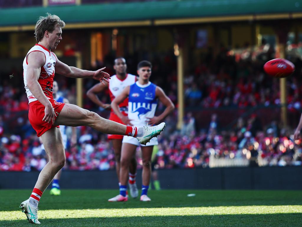 Callum Mills kicked truly for his first goal in 321 days. Picture: Brett Costello