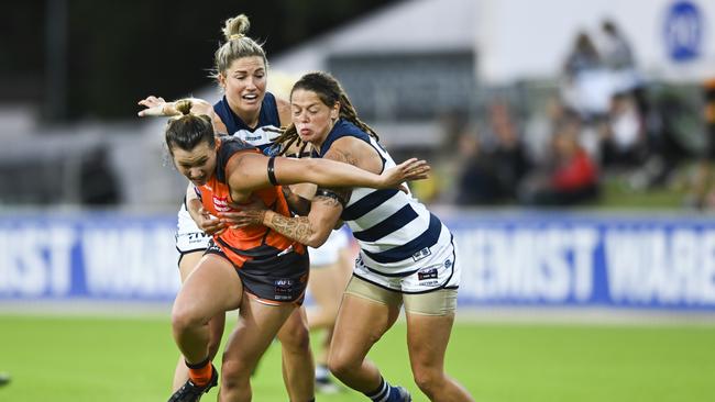 The Giants will host the Cats in the AFLW, with the men to start their season the same day. Pic: AAP