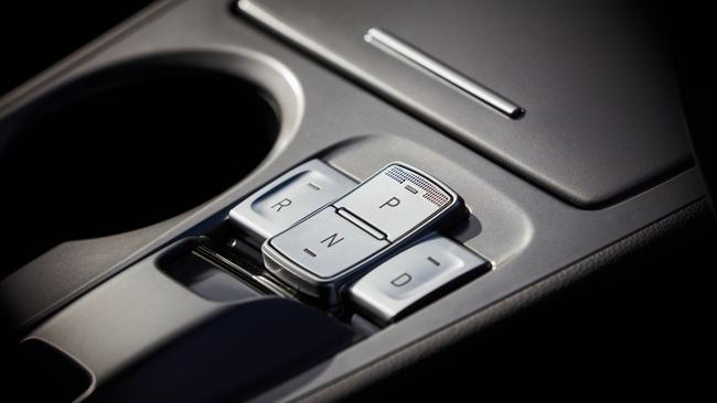 There is no conventional shifter in the Hyundai Kona Electric, just buttons for gear selection.