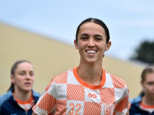 WELLINGTON, NEW ZEALAND - DECEMBER 08: Alicia Kai Woods of the Roar looks on before the round five A-League Women's match between Wellington Phoenix and Brisbane Roar at Porirua Park, on December 08, 2024, in Wellington, New Zealand. (Photo by Masanori Udagawa/Getty Images)