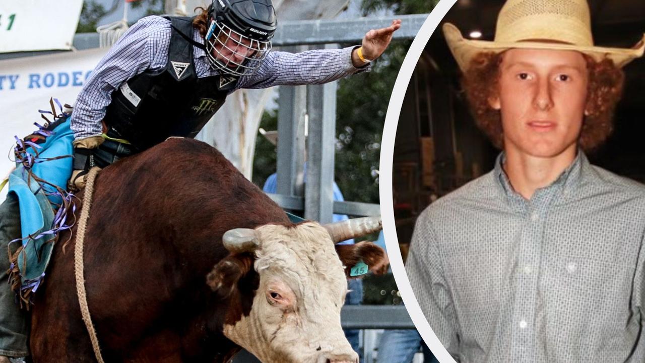 An ambitious young bull rider has claimed prestigious junior bull riding titles in a thrilling Queensland competition. Picture: East Coast Images.