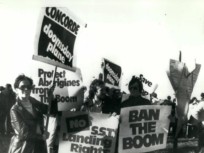 Protesters in Sydney at the arrival of the Concorde in 1972.