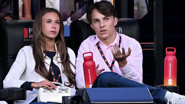 Oscar Piastri sits with his girlfriend Lily Zneimer at the Australian Open this year Picture: AFP