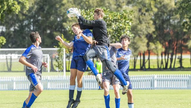 Luka Price in the GPS First XI football match between Brisbane Grammar School and Anglican Church Grammar School.Picture: Richard Walker