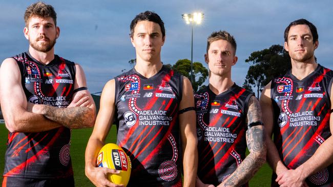 Former West Adelaide captain Tom Keough (middle, left). Picture: Morgan Sette