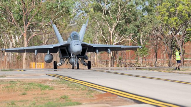 A Royal Australian Air Force F/A-18F Super Hornet at RAAF Base Tindal in the Northern Territory.