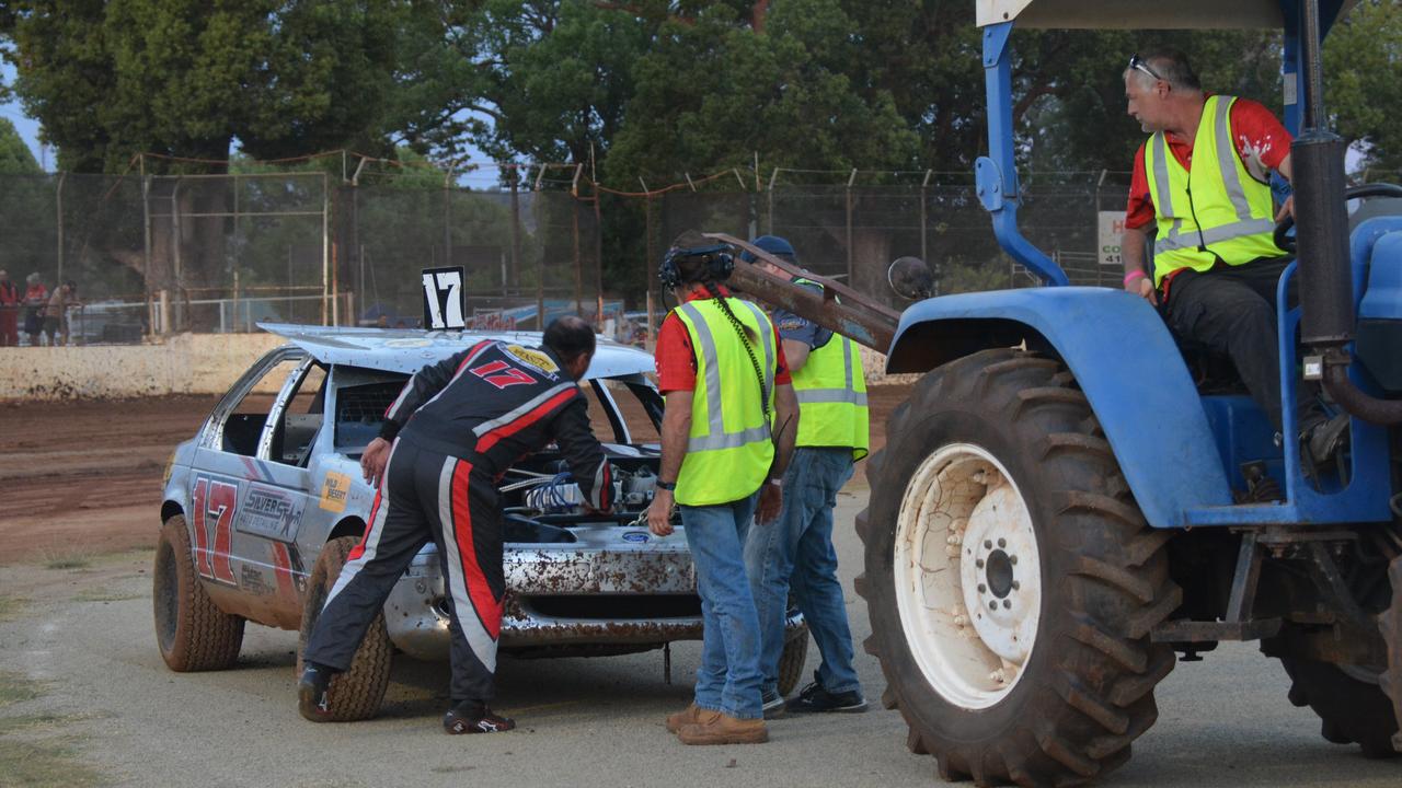 Aaron Alcock gets a helping hand at the Kingaroy Speedway on Saturday, November 16. (Photo: Jessica McGrath/ South Burnett Times)