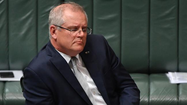 Prime Minister Scott Morrison during Question Time in the House of Representatives at Parliament House in Canberra, Wednesday, June 10, 2020. (AAP Image/Mick Tsikas)