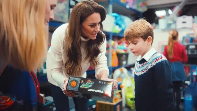 Kate launched a Christmas Baby Banks initiative and enlisted the help of Prince George, Princess Charlotte and Prince Louis. Picture from Kensington Palace/YouTube.