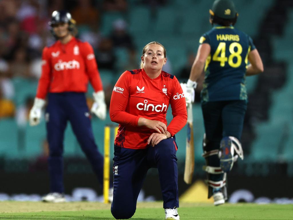 Sophie Ecclestone reacts during the T20 series.