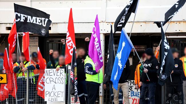 CFMEU members protesting in July 2024. Picture: David Clark