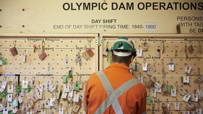 Mining giant BHP has confirmed one of its Olympic Dam workers has testes positive to COVID-19 off site. Picture: Aaron Bunch/BHP