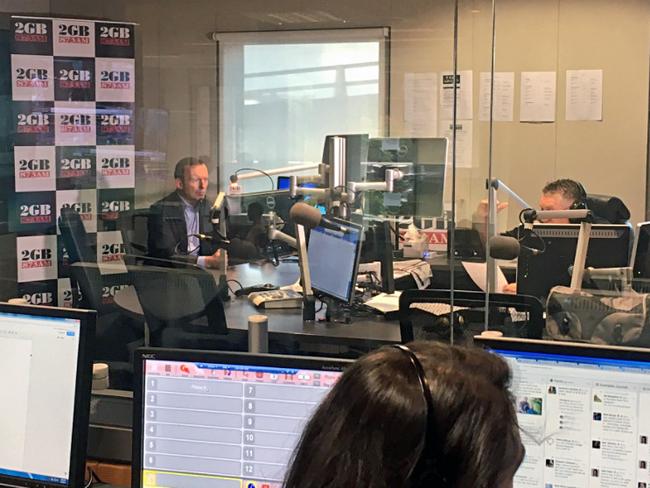 Tony Abbott during his first fortnightly chat with Ray Hadley on radio station 2GB in Sydney. Picture: Twitter