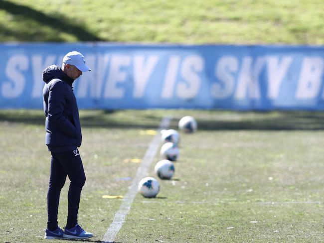 SYDNEY, AUSTRALIA - AUGUST 25: Steve Corica, coach of of Sydney FC looks on during a Sydney FC A-League training session at Macquarie Uni on August 25, 2020 in Sydney, Australia. (Photo by Ryan Pierse/Getty Images)