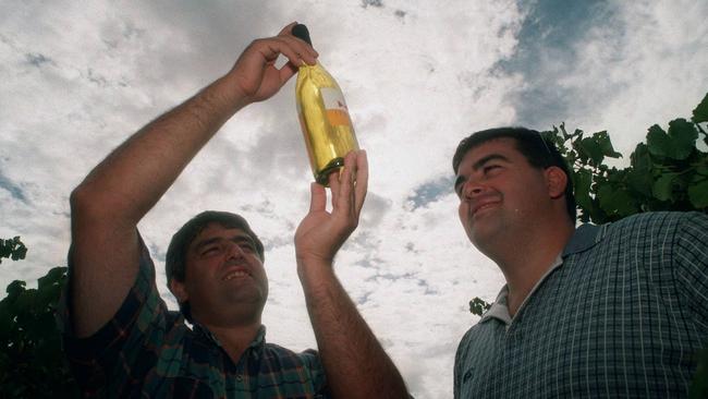 David and Vince Littore in their vineyard, Shantell Vineyard. Yarra Valley