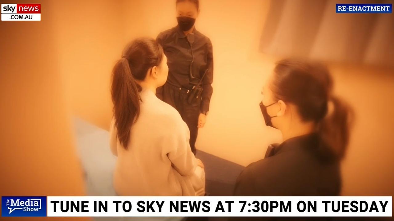 Cheng was forced to sit in a rigid position for 13 hours every day. Picture: NewsWire / Screengrab / Sky News Australia