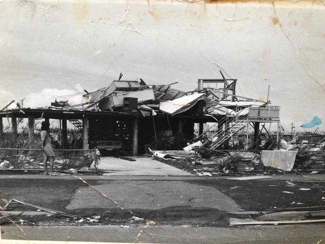 Cyclone Tracy caused major destruction to Darwin. Outside the house of Arafura Trees owner Tess Smith