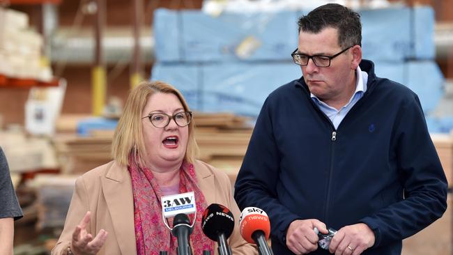 Education MP Natalie Hutchins with Premier Dan Andrews. Picture: Nicki Connolly