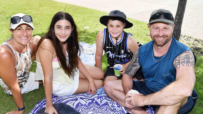 Christina, Paityn, Orlando and Josh Fieldings at Picnic by the Lake, Kawana. Picture: Patrick Woods.