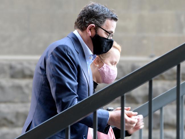 Daniel Andrews departs the Treasury Theatre after his daily COVID-19 pandemic press update. Picture: NCA NewsWire / Andrew Henshaw