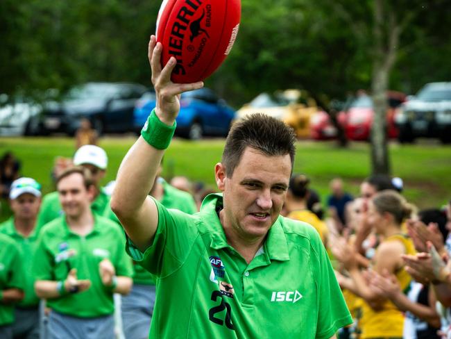 The NTFL's most accomplished umpire Mark Noonan has hung up the boots after more than two decades in the role. Picture: Patch Clapp / AFLNT Media